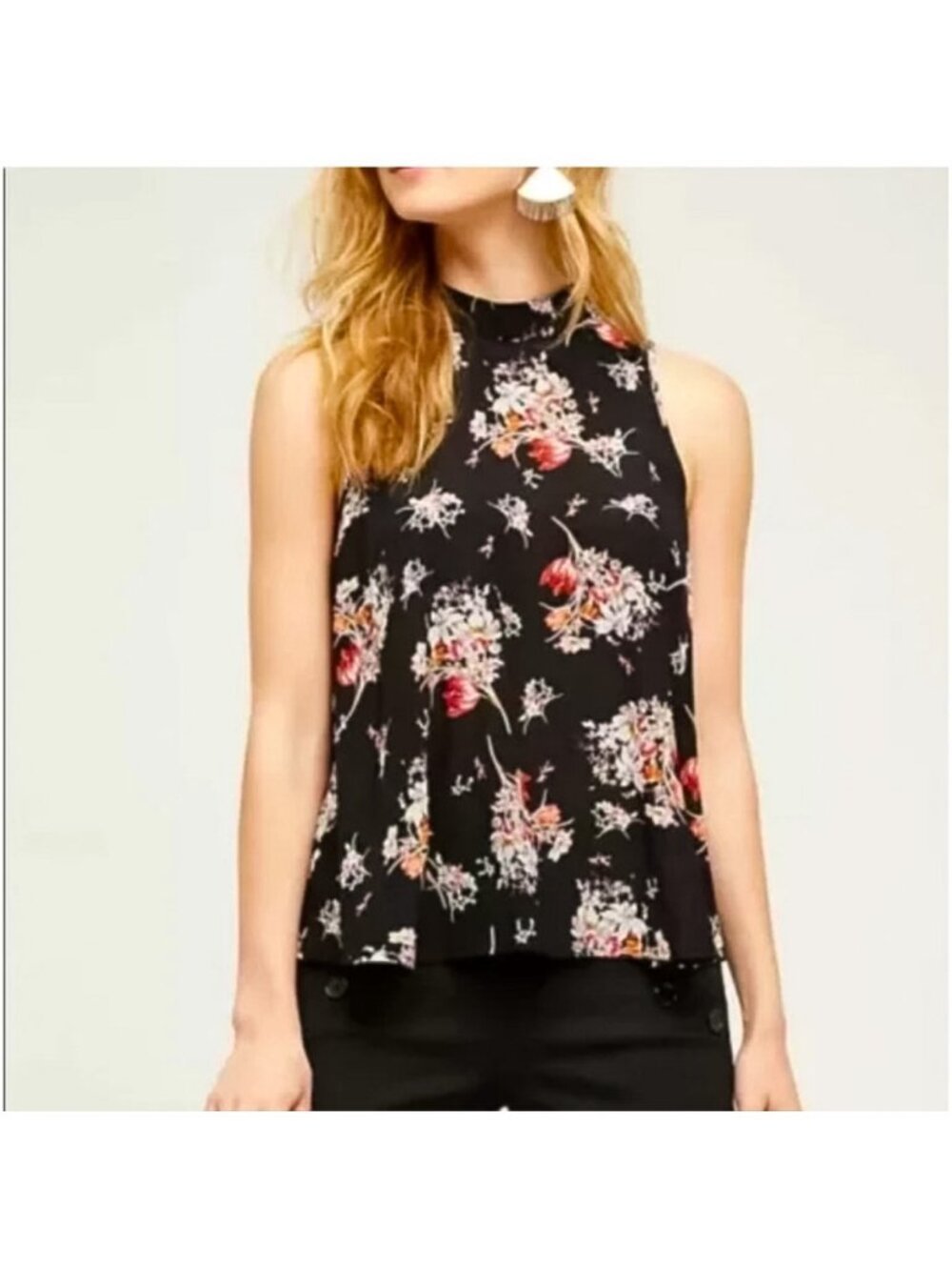Maeve Hidra Black Floral Silk Blouse